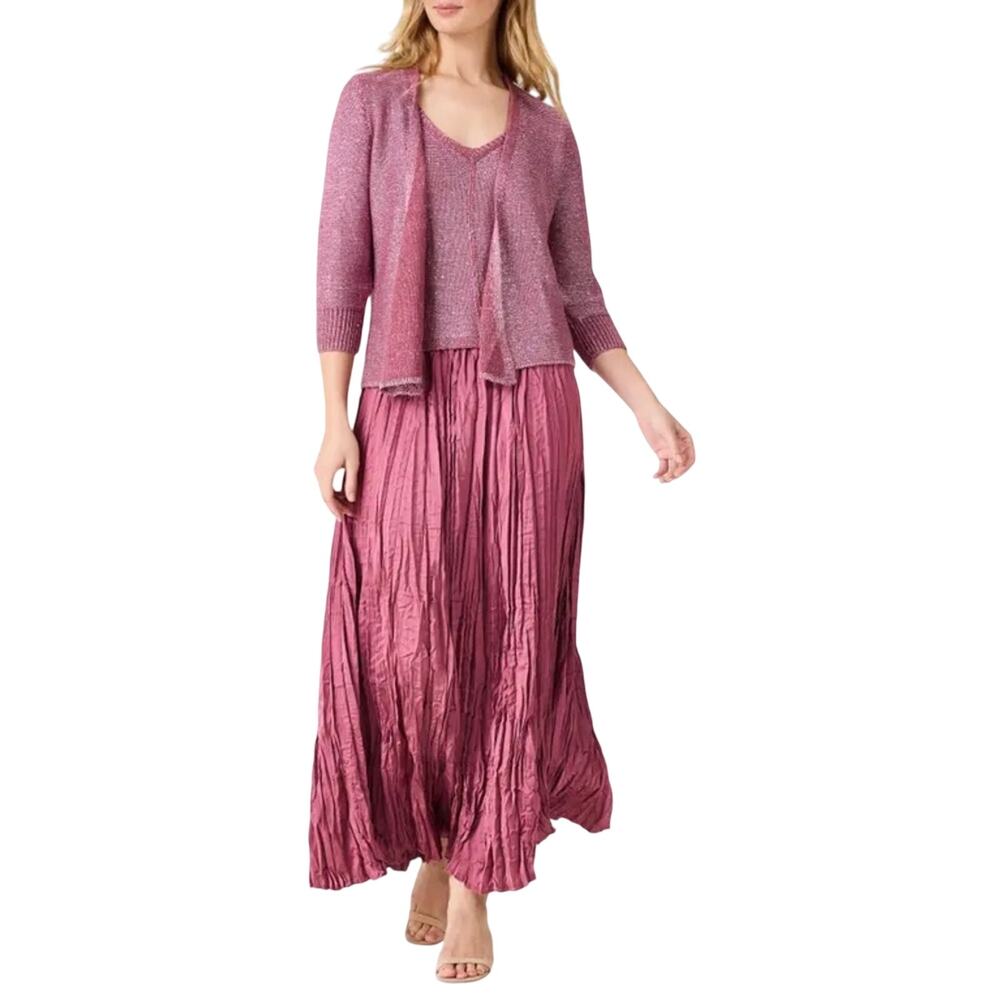 NIC+ZOE $188 Crinkle Crush Maxi Modern Woven Terra Skirt in Terra Size L